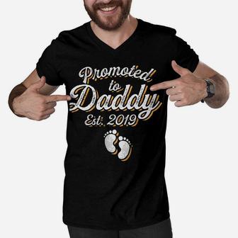 Promoted To Daddy Est 2019 Funny New Dad Father Parent Gift Men V-Neck Tshirt | Crazezy DE