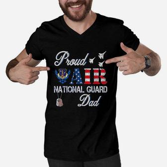 Proud Air National Guard Dad Air Force Veterans Day Men V-Neck Tshirt | Crazezy DE