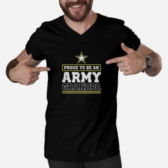 Proud Army Grandpa Proud To Be An Army Grandpa Men V-Neck Tshirt | Crazezy