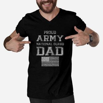 Proud Army National Guard Dad Us Military Gift Men V-Neck Tshirt | Crazezy