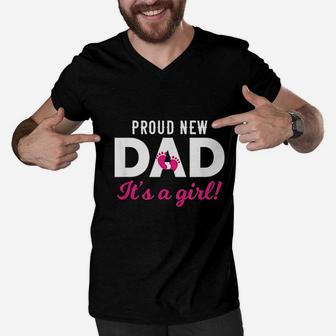 Proud Dad New Baby Of A Girl Men V-Neck Tshirt - Thegiftio UK