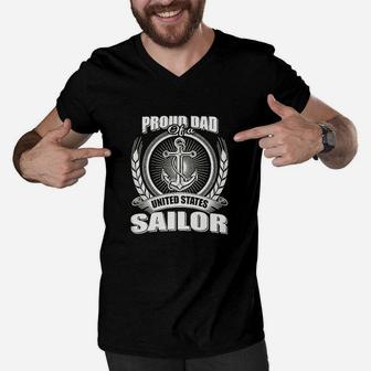 Proud Dad Of A United States Sailor Men V-Neck Tshirt | Crazezy DE
