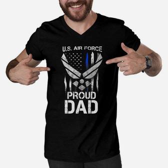 Proud Dad US Air Force Stars Air Force Family Party Gift Men V-Neck Tshirt | Crazezy UK