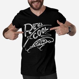 Reel Cool Dad With Fathers Who Love Fish Men V-Neck Tshirt | Crazezy DE