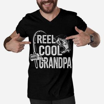 Reel Cool Grandpa Fishing Lover Gift For Fathers Day Men V-Neck Tshirt | Crazezy DE
