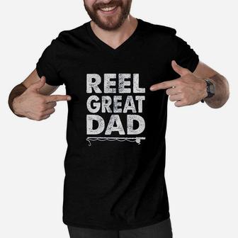Reel Great Dad Funny Fathers Day Fishing Men V-Neck Tshirt | Crazezy AU