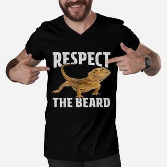 Respect The Beard Bearded Dragon Dad Mom Men V-Neck Tshirt | Crazezy CA
