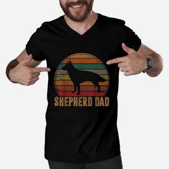 Retro German Shepherd Dad Gift Dog Owner Pet Shepard Father Men V-Neck Tshirt | Crazezy AU