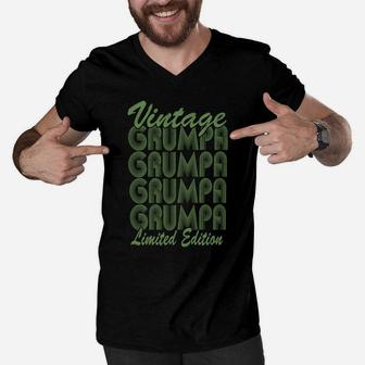 Retro Grumpa Fathers Day Grandpa Gift For Men Sweatshirt Men V-Neck Tshirt | Crazezy UK