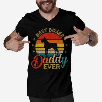 Retro Vintage Best Boxer Daddy Ever Dog Dad Men V-Neck Tshirt | Crazezy