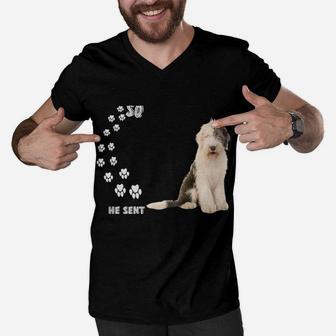 Sheepdoodle Dog Quote Mom Sheepdogpoo Dad, Cute Sheepadoodle Men V-Neck Tshirt | Crazezy