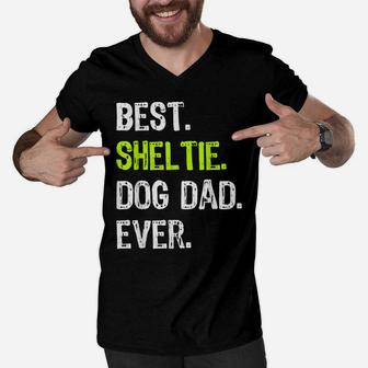 Sheltie Dog Dad Fathers Day Dog Lovers Men V-Neck Tshirt | Crazezy CA