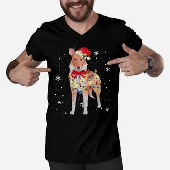 Smooth Collie Dog Christmas Light Xmas Mom Dad Gifts Men V-Neck Tshirt | Crazezy DE