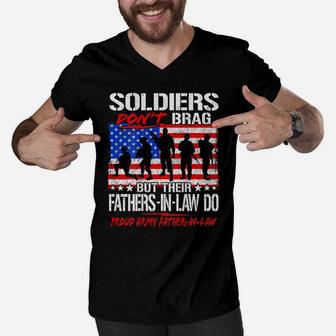 Soldiers Don't Brag Proud Army Father In Law Shirt Dad Gift Men V-Neck Tshirt | Crazezy