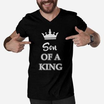 Son Of A King Daddy Of A Prince Funny Royal Father's Day Fun Men V-Neck Tshirt | Crazezy CA