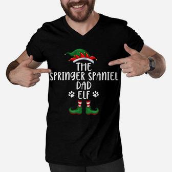 Springer Spaniel Dad Dog Elf Christmas Matching X Mas Pajama Men V-Neck Tshirt | Crazezy