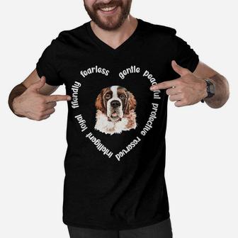 St Bernard Dog Heart | Saint Bernard Mom St Bernard Dad Men V-Neck Tshirt | Crazezy CA