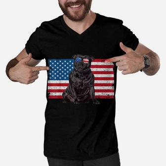 Staffordshire Bull Terrier Dog American Flag Staffie Mom Dad Men V-Neck Tshirt | Crazezy CA
