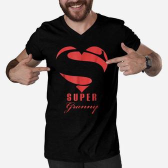 Super Granny Superhero T Shirt Gift Mother Father Day Men V-Neck Tshirt | Crazezy AU