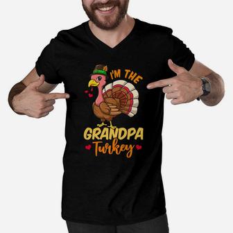Thanksgiving Fall Family Matching Grandpa Turkey Men V-Neck Tshirt | Crazezy DE