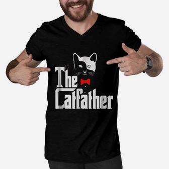 The Catfather Men V-Neck Tshirt | Crazezy