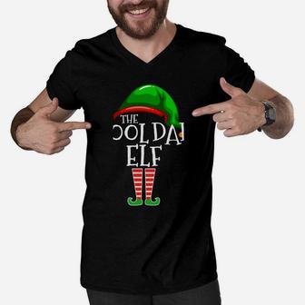 The Cool Dad Elf Family Matching Group Christmas Gift Daddy Men V-Neck Tshirt | Crazezy AU
