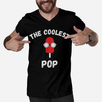 The Coolest Pop - Funny Daddy Humor Cool Father & Dad Joke Men V-Neck Tshirt | Crazezy