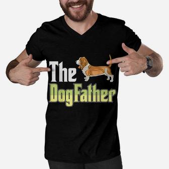 The Dogfather Basset Hound Funny Dog Owner Father’ Day Men V-Neck Tshirt | Crazezy AU