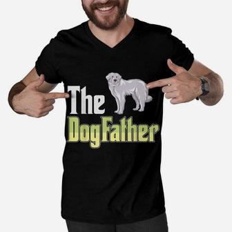 The Dogfather Great Pyrenees Funny Dog Owner Father’ Day Men V-Neck Tshirt | Crazezy AU