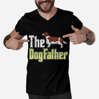 The Dogfather Welsh Springer Spaniel Funny Dog Owner Men V-Neck Tshirt | Crazezy