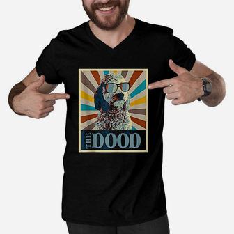 The Dood Retro Goldendoodle Doodle Mom And Dood Dad Men V-Neck Tshirt | Crazezy UK
