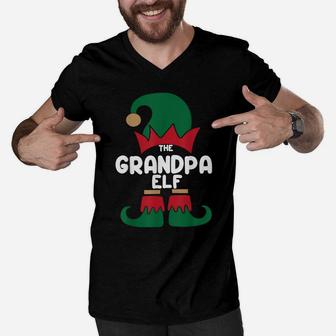 The Grandpa The Dog Dad Elf Christmas Shirts Matching Family Men V-Neck Tshirt | Crazezy CA