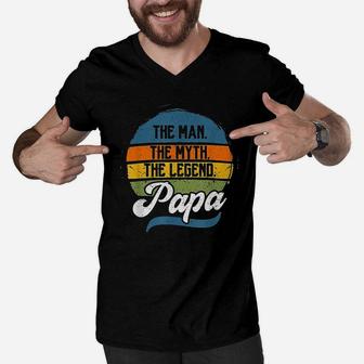 The Man The Myth The Legend Papa Fathers Day Gift Men V-Neck Tshirt | Crazezy CA