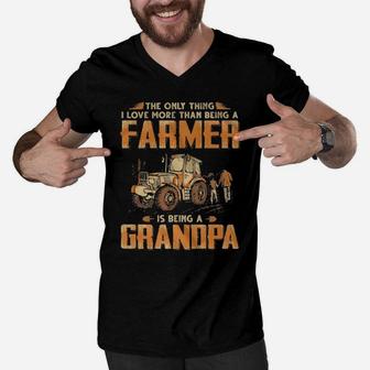 The Only Thing I Love More Than Being A Farmer Is Being A Grandpa Men V-Neck Tshirt - Monsterry UK