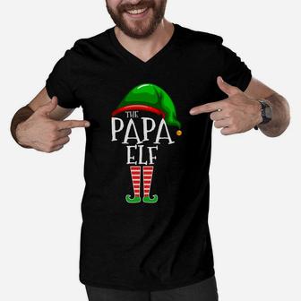 The Papa Elf Family Matching Group Christmas Gift Grandpa Sweatshirt Men V-Neck Tshirt | Crazezy