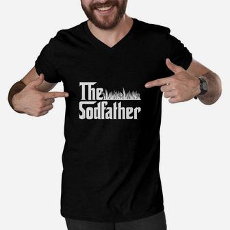 The Sod Father Grass Cutting Lawn Care Men V-Neck Tshirt | Crazezy