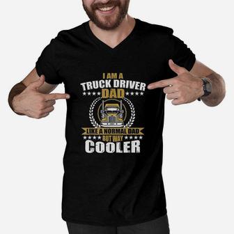 Truck Driver Gift For Dad Semi Big Rig Trucking Trailer Men V-Neck Tshirt | Crazezy