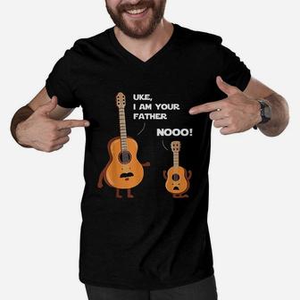 Uke I Am Your Father Funny Ukulele Guitar Music Guitarist Men V-Neck Tshirt | Crazezy UK