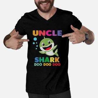 Uncle Shark Doo Doo Mommy Auntie Daddy Baby Men V-Neck Tshirt | Crazezy