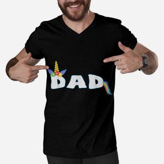 Unicorn Birthday Shirt Girl Funny Dad Fathers Day Gift Men V-Neck Tshirt | Crazezy