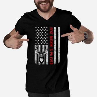 Usa Flag Best Buckin' G-Pa Ever Deer Hunting Fathers Day Men V-Neck Tshirt | Crazezy CA