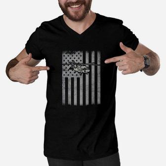Usa Flag Helicopter Veterans Fathers Day Gift Men V-Neck Tshirt | Crazezy CA