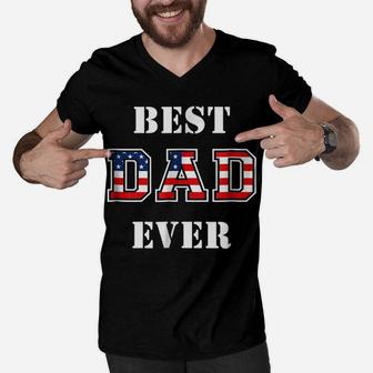 Veteran Dad Fathers Day Gift Shirt Patriotic July 4Th Men V-Neck Tshirt | Crazezy UK
