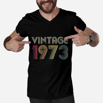Vintage 1973 48Th Birthday Gift Retro 48 Years Old Mom Dad Men V-Neck Tshirt | Crazezy