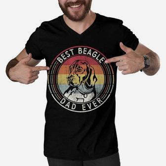 Vintage Best Beagle Dad Ever Father's Day Mens Men V-Neck Tshirt | Crazezy UK