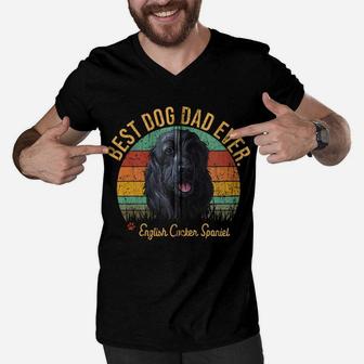 Vintage Best English Cocker Spaniel Dad Gift For Dog Lover Zip Hoodie Men V-Neck Tshirt | Crazezy