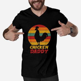 Vintage Chicken Daddy Farmer Country Farm Men Boys Men V-Neck Tshirt | Crazezy AU