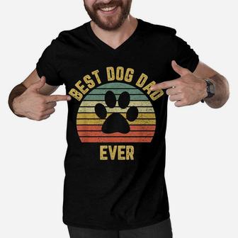 Vintage Dog Dad Shirt Cool Father's Day Gift Retro T Shirt Men V-Neck Tshirt | Crazezy