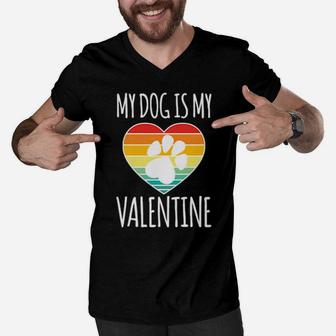 Vintage Dog Dog Mom Dad My Dog Is My Valentine Men V-Neck Tshirt - Monsterry