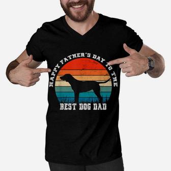 Vintage Happy Father’S Day To The Best Dog Dad Men V-Neck Tshirt | Crazezy